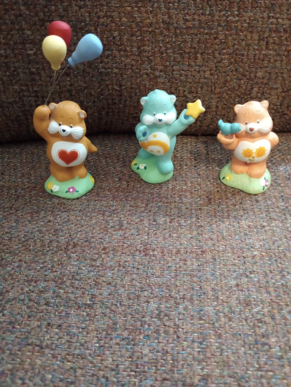 Vintage 1980s Care Bears 3 " Ceramic Figurines - Wish, Friend & Tenderheart Bear